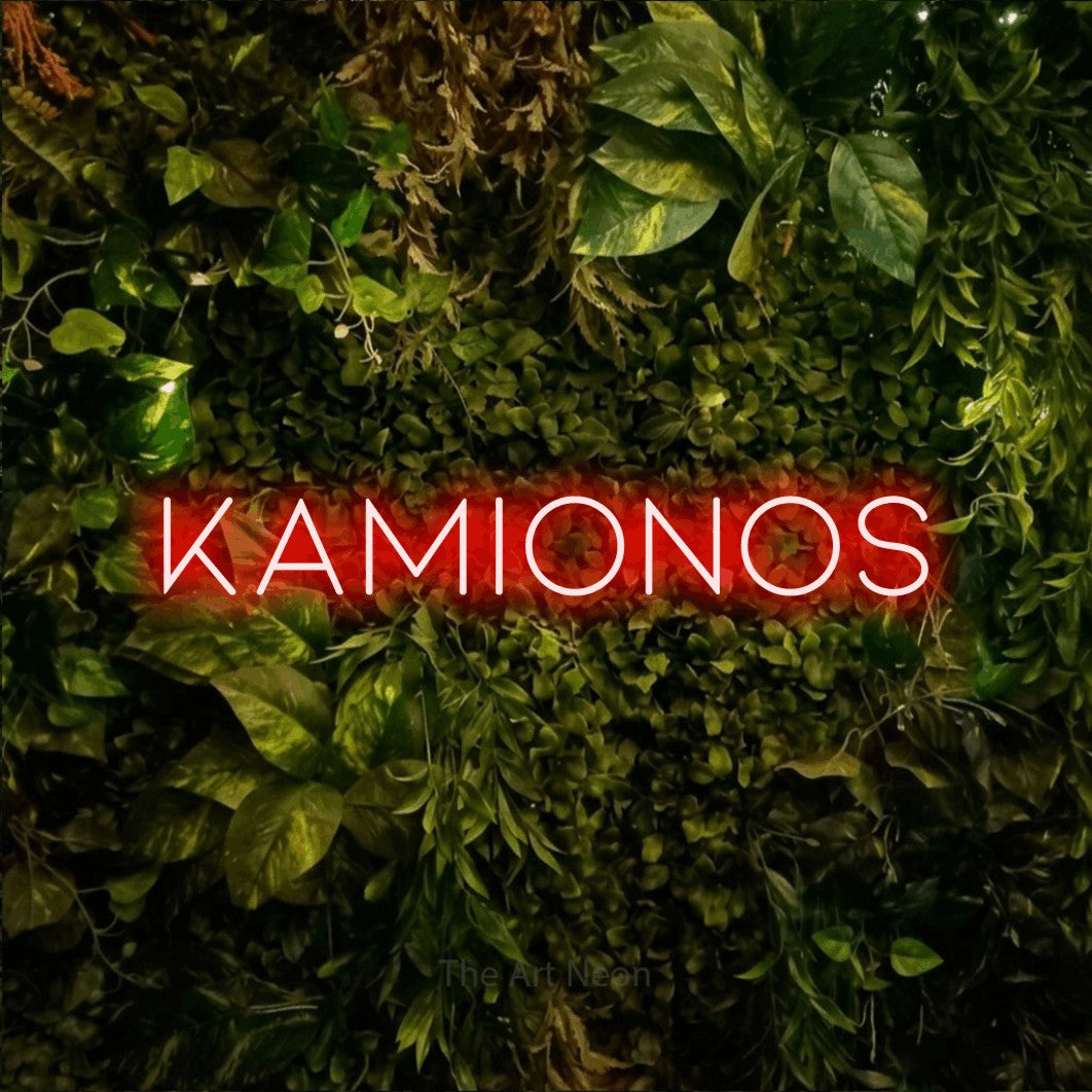 LED neon sign reading “Kamionos”, arranged in a single line.