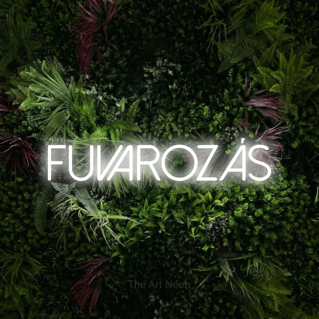 LED neon sign reading “Fuvarozás”, arranged in a single line.