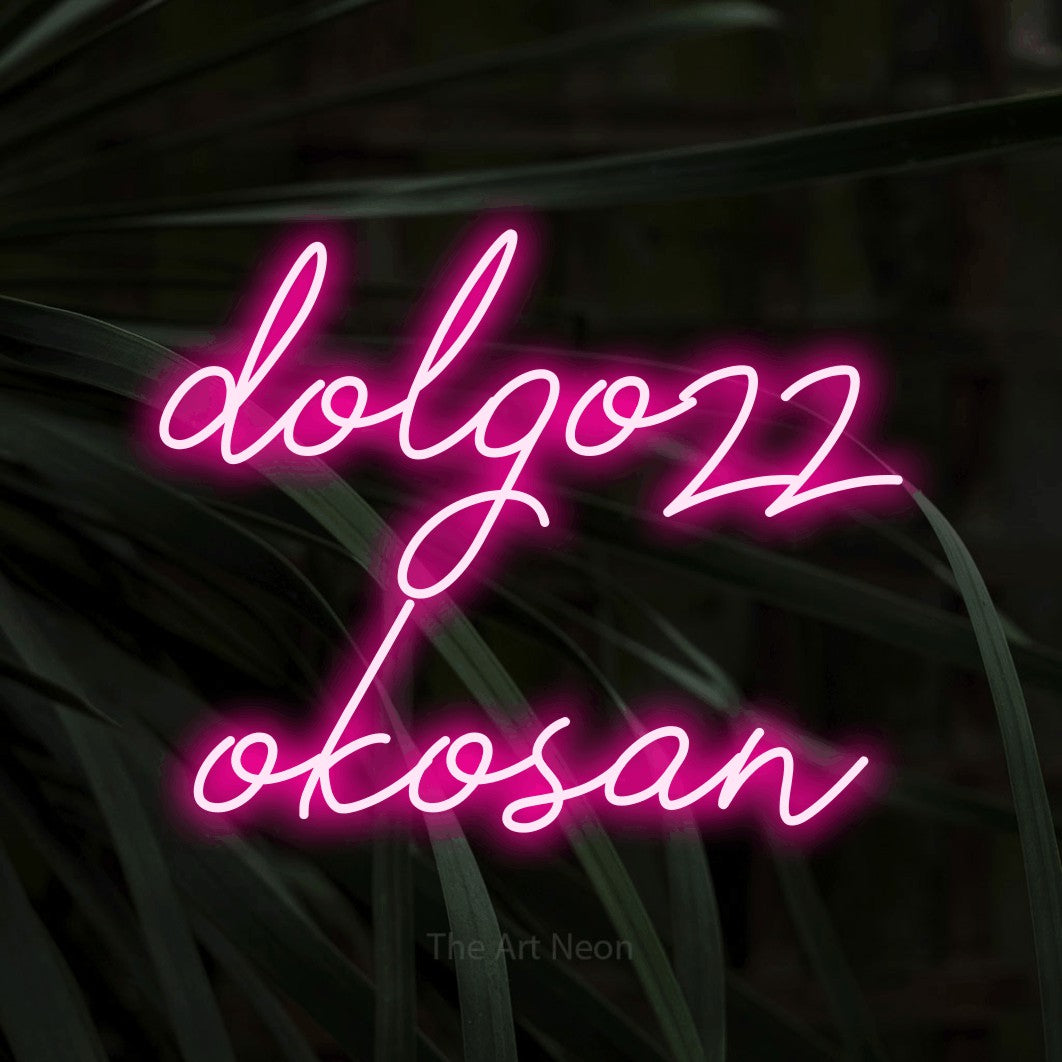 LED neon sign reading “dolgozz okosan”, arranged in two lines.