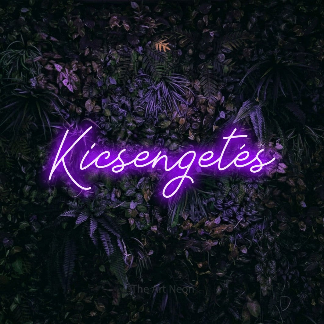 LED neon sign reading “Kicsengetés”, arranged in a single line.