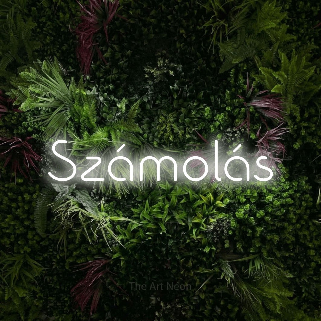 LED neon sign reading “Számolás”, arranged in a single line.