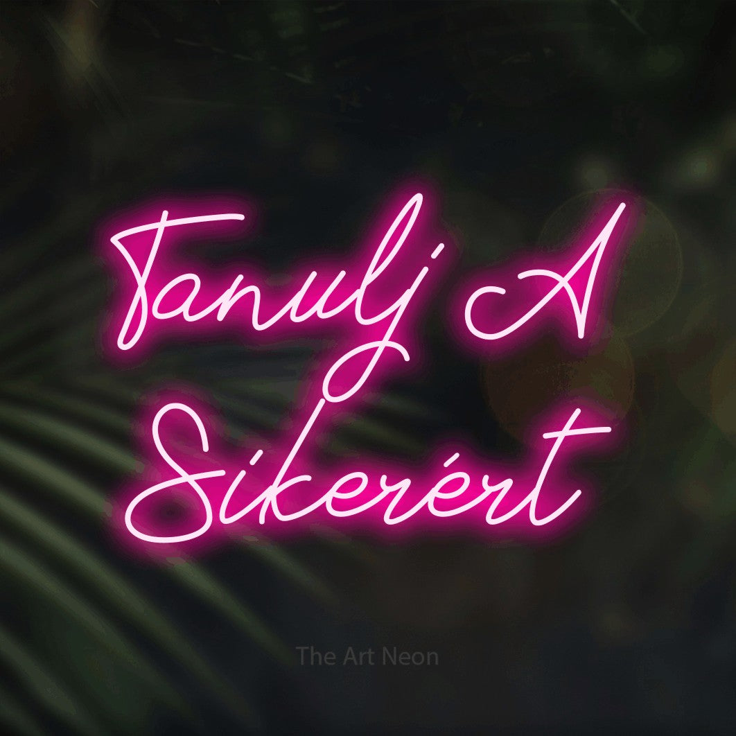 LED neon sign reading “Tanulj A Sikerért”, arranged in two lines.