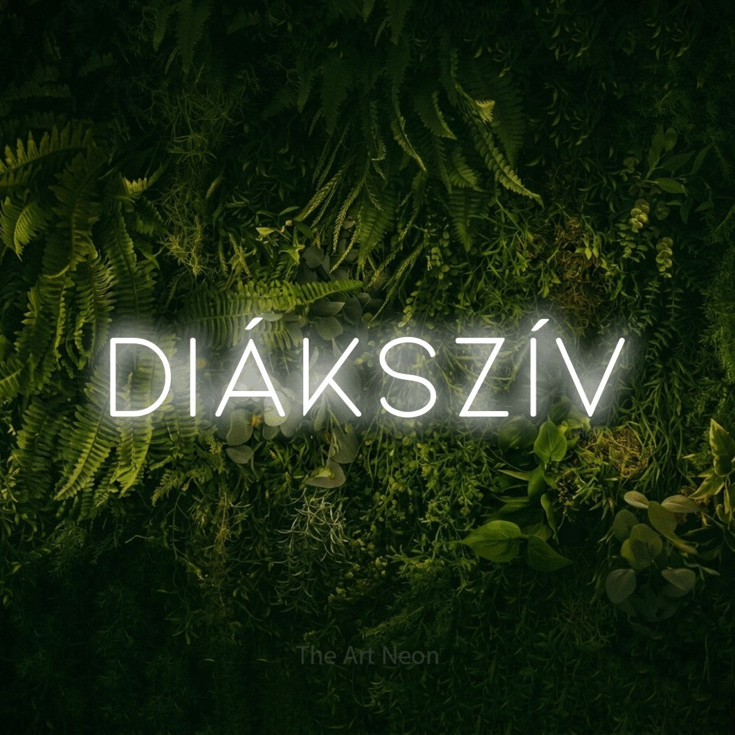 LED neon sign reading “Diákszív”, arranged in a single line.