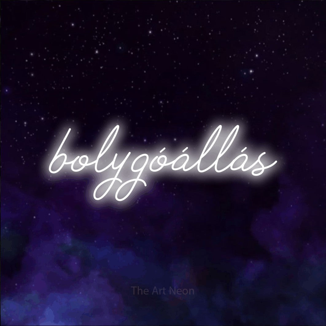 LED neon sign reading “bolygóállás”, arranged in a single line.