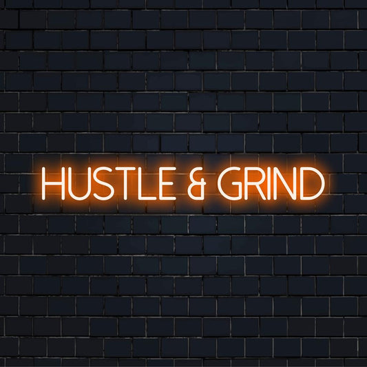 Προσαρμοσμένη πινακίδα νέον LED 'Hustle And Grind', ζωντανή κινητήρια διακόσμηση, εμπνευσμένη λαμπερή τέχνη για κάθε χώρο.