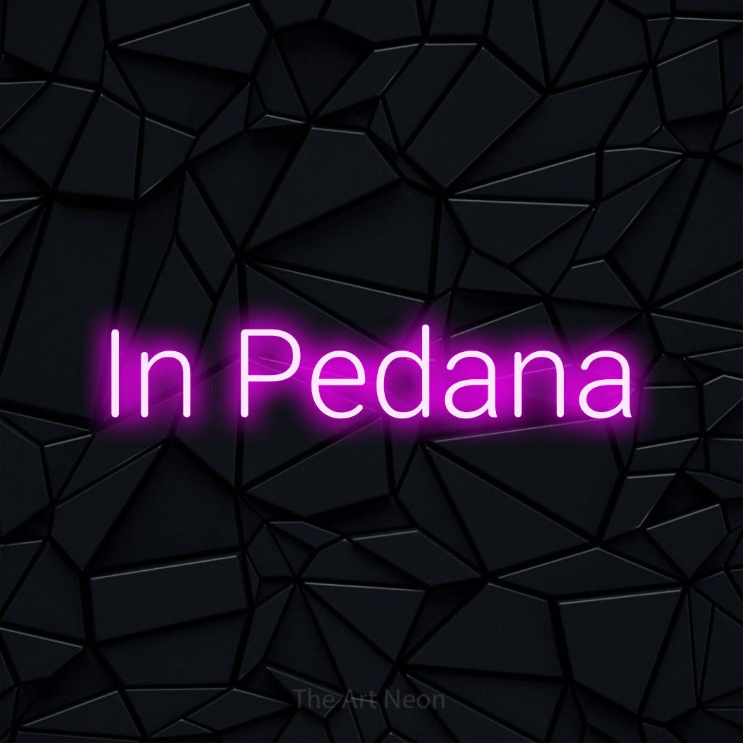 LED neon sign reading “In Pedana”, arranged in a single line.