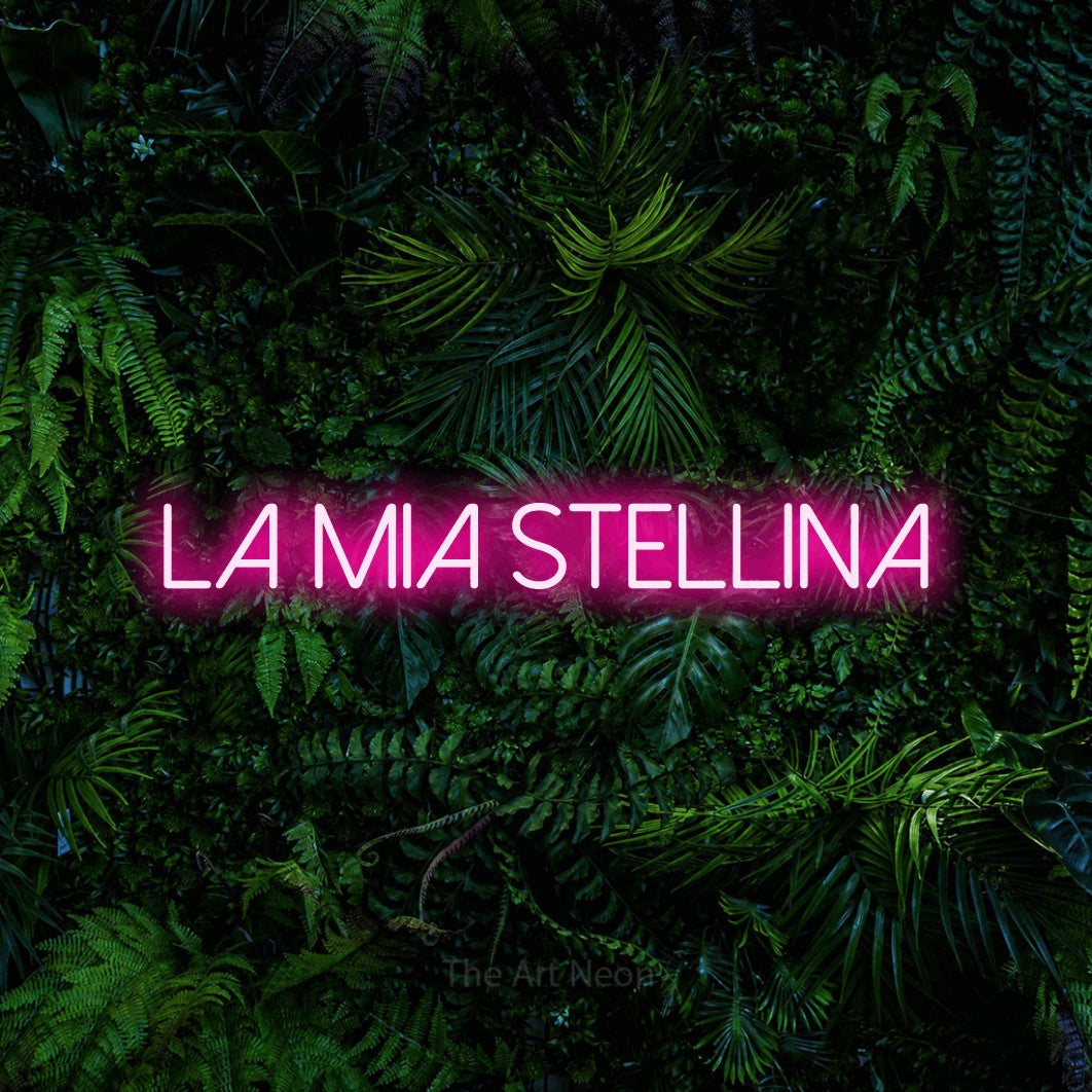 LED neon sign reading “LA MIA STELLINA”, arranged in a single line.