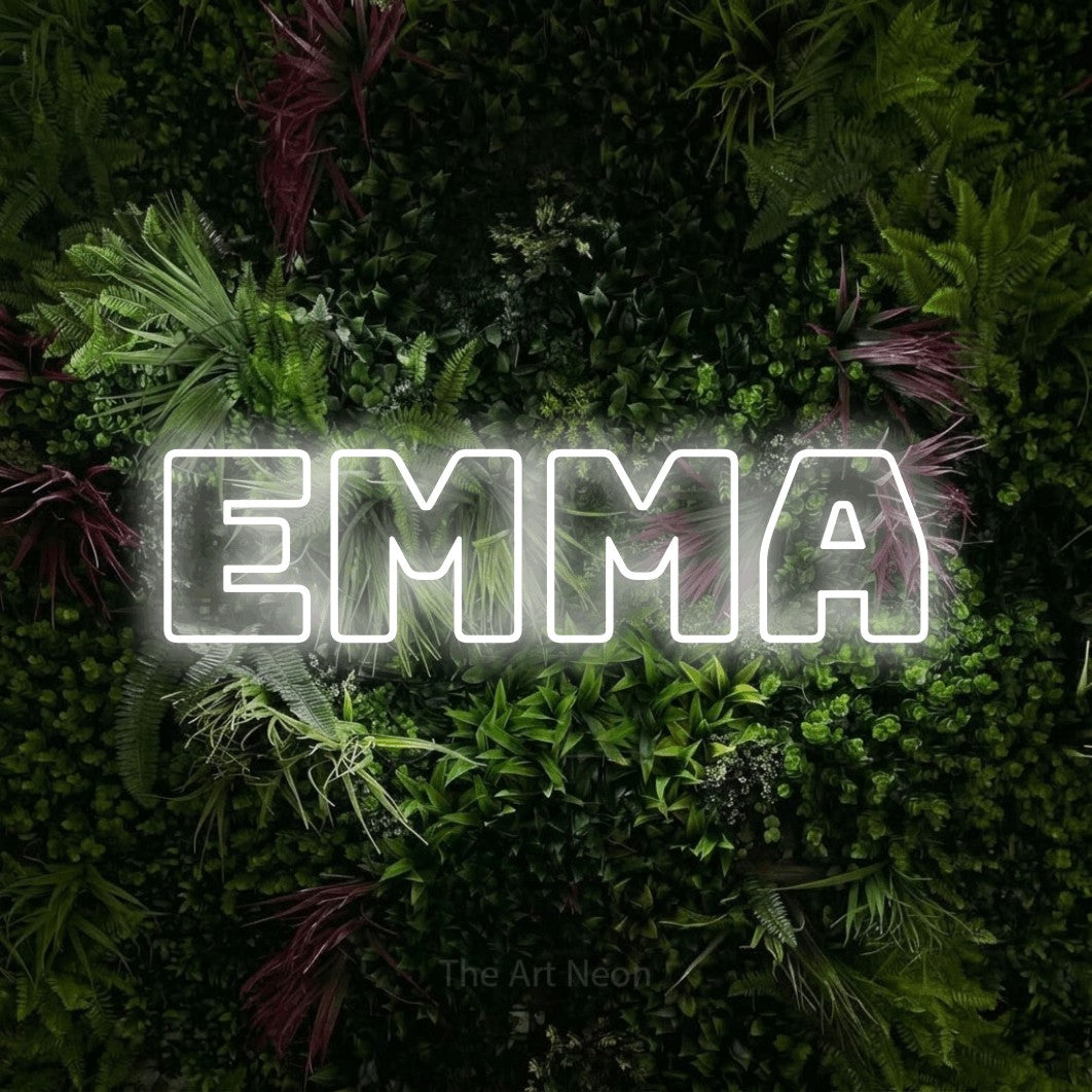 LED neon sign reading “Emma”, arranged in a single line.