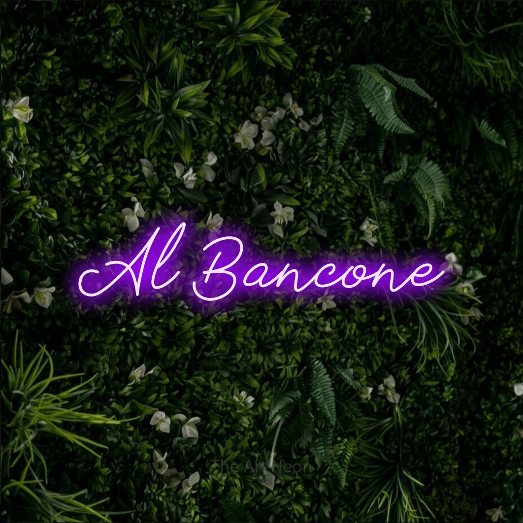 LED neon sign reading “Al Bancone”, arranged in a single line.