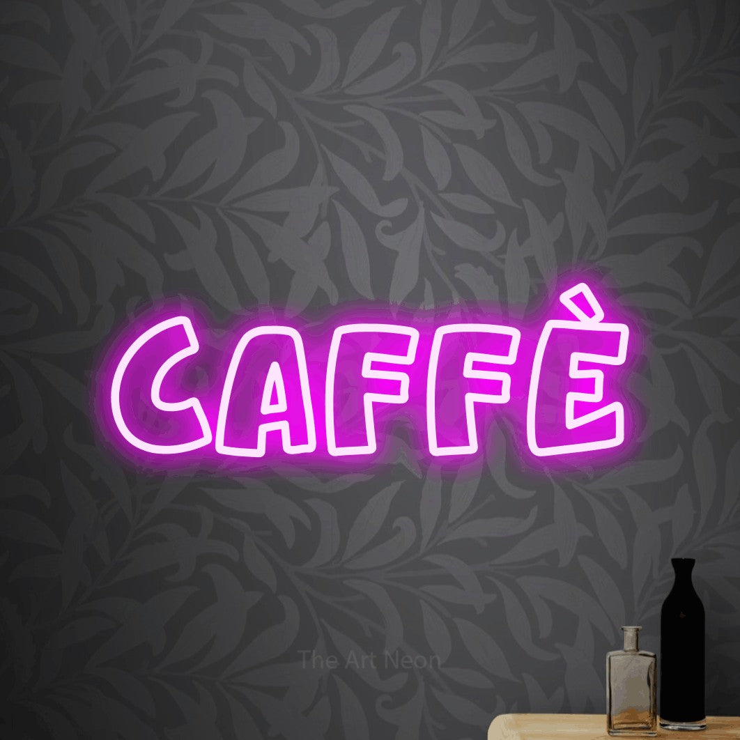 LED neon sign reading “Caffè”, arranged in a single line.