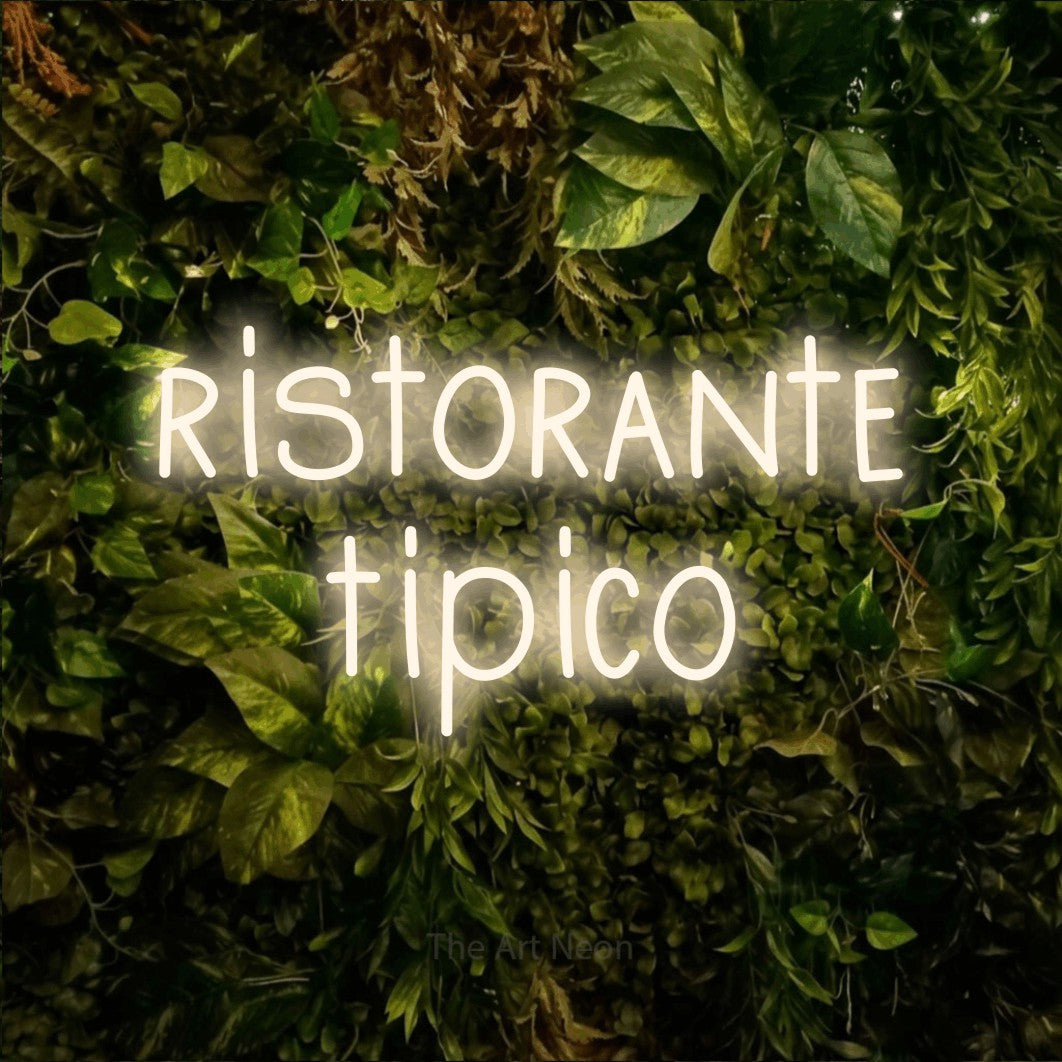 LED neon sign reading “ristorante tipico”, arranged in 2 lines.