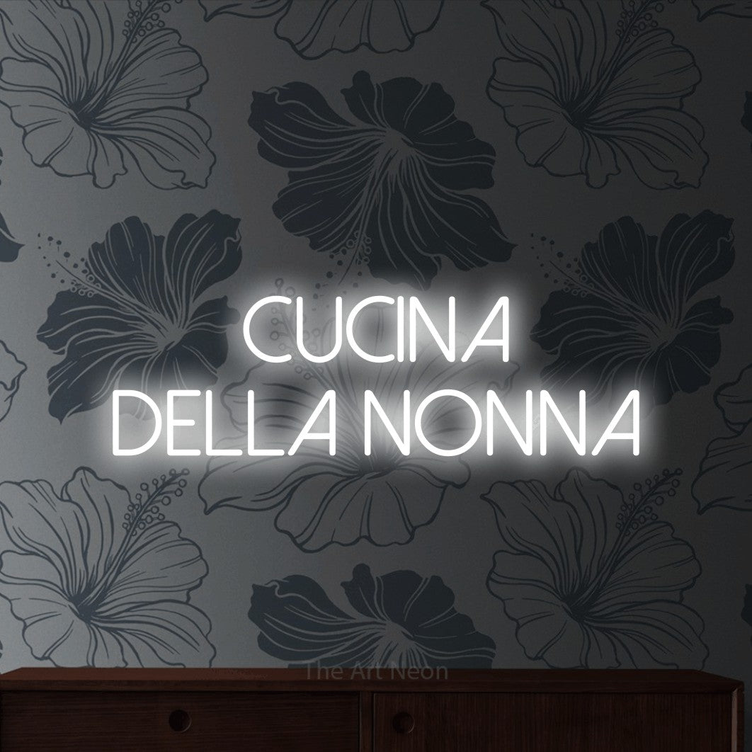 LED neon sign reading “Cucina della Nonna”, arranged in 2 lines.