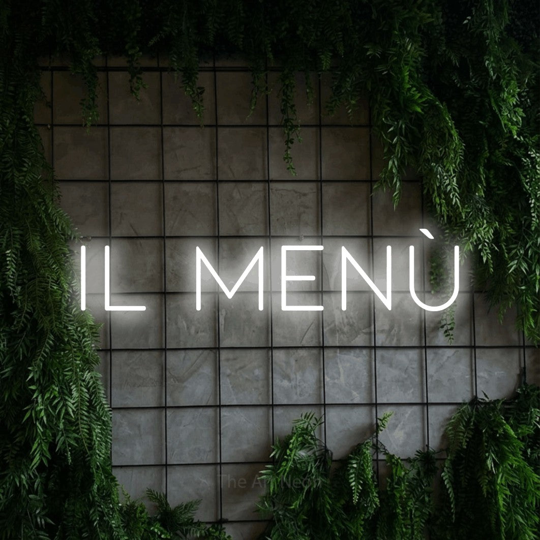 LED neon sign reading “Il Menù”, arranged in a single line.