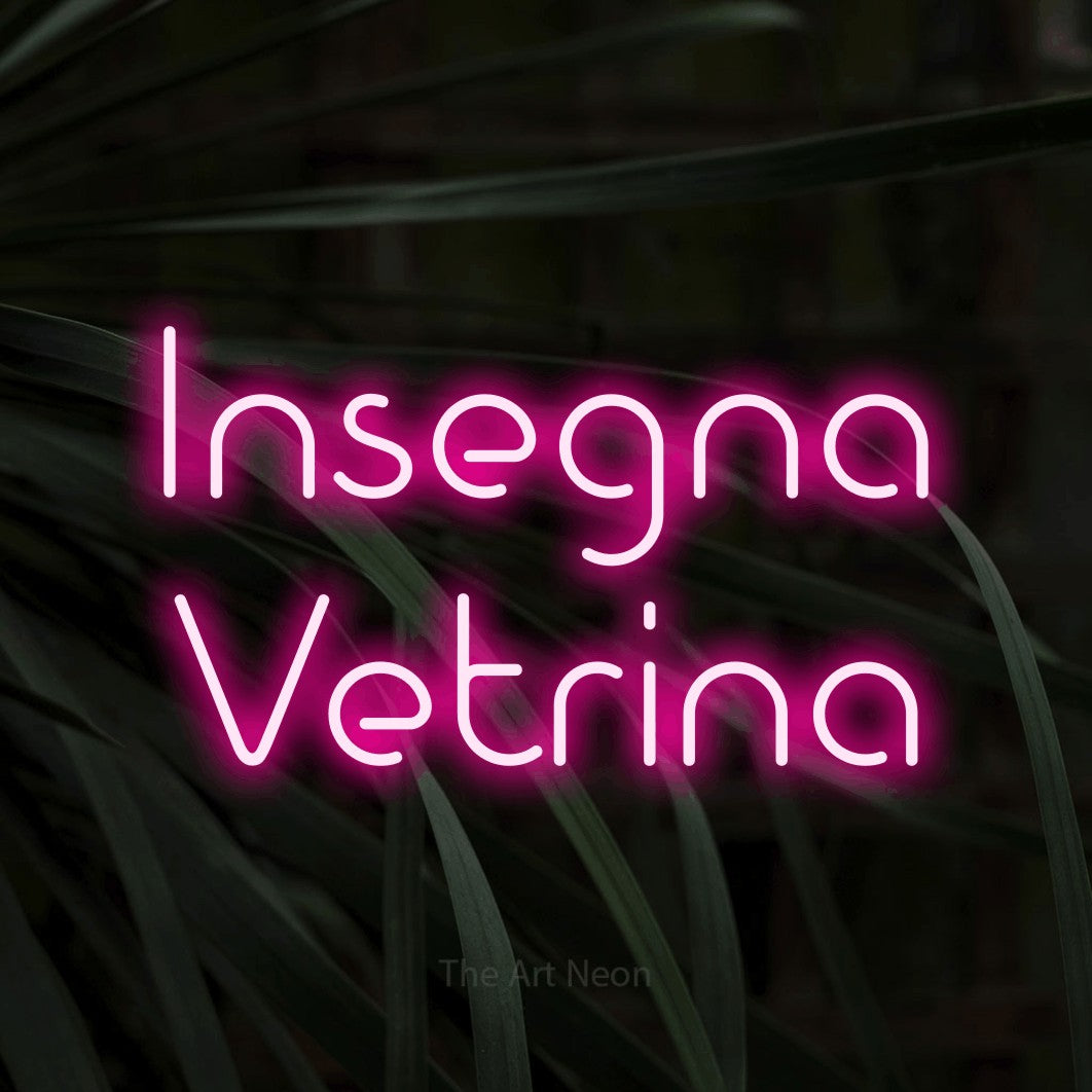 LED neon sign reading “Insegna Vetrina”, arranged in 2 lines.
