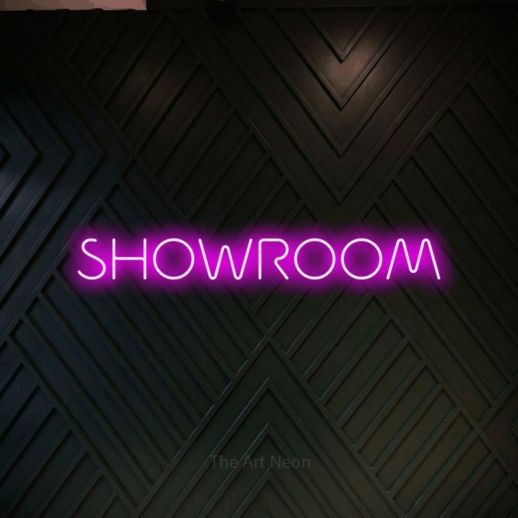 LED neon sign reading “SHOWROOM”, arranged in a single line.