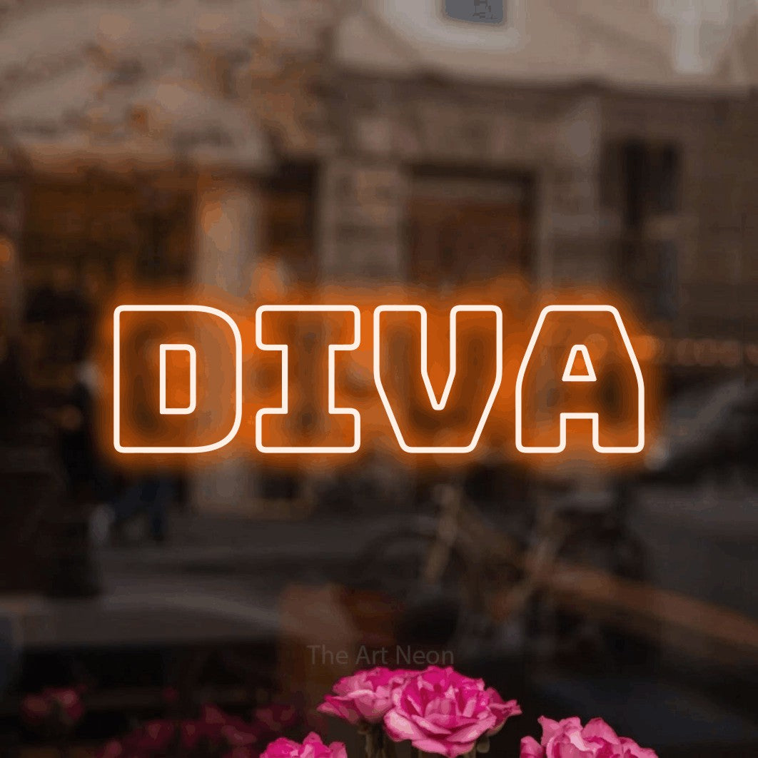LED neon sign reading “Diva”, arranged in a single line.