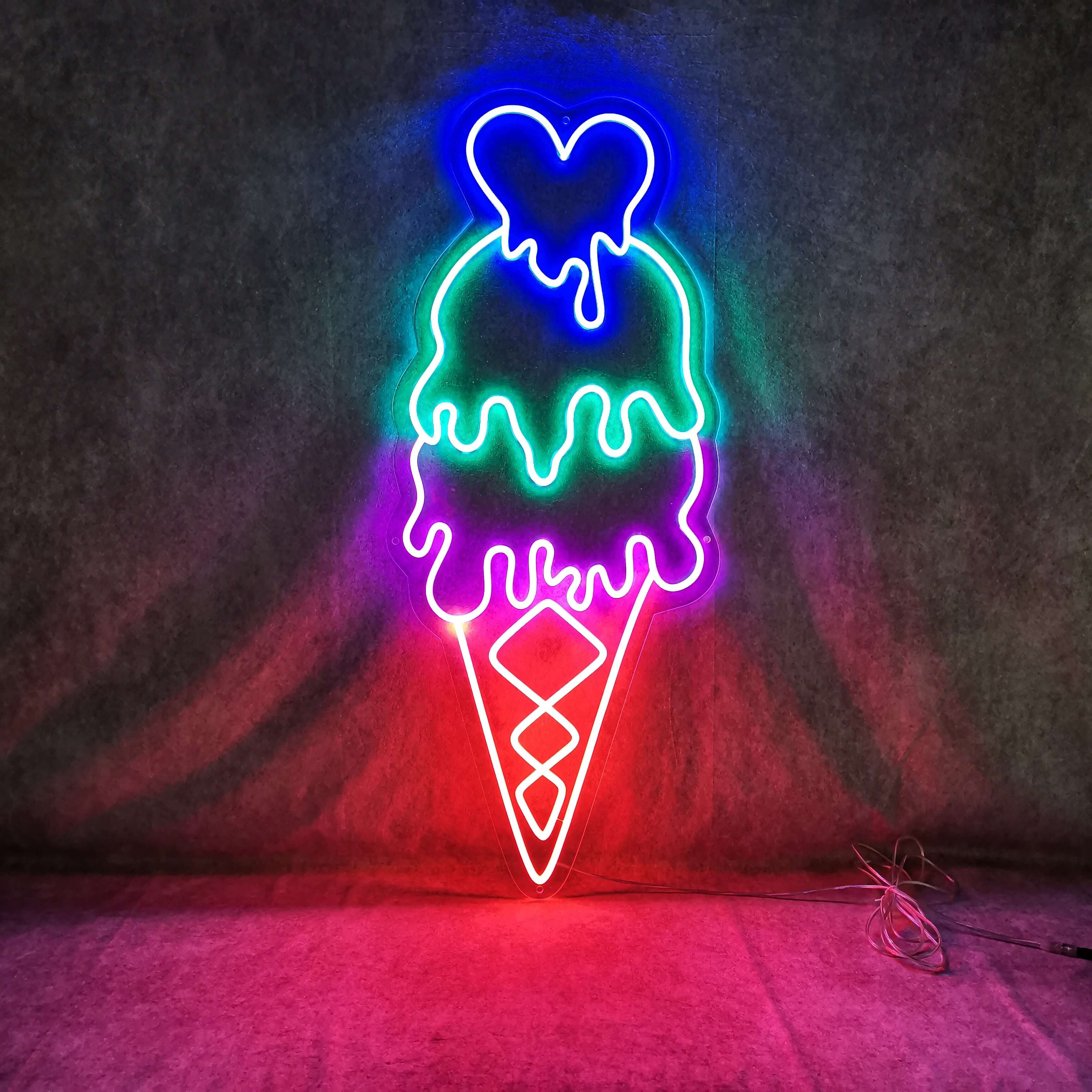 Delightful Ice Cream Neon Sign - Vibrant, Customizable Decor for