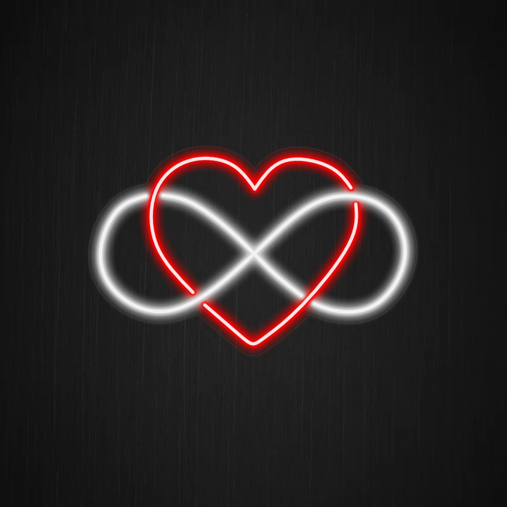 "Infinity Heart Neon Sign" - A symbol of eternal love, this captivating neon light adds a romantic and timeless touch to any space with its warm glow.