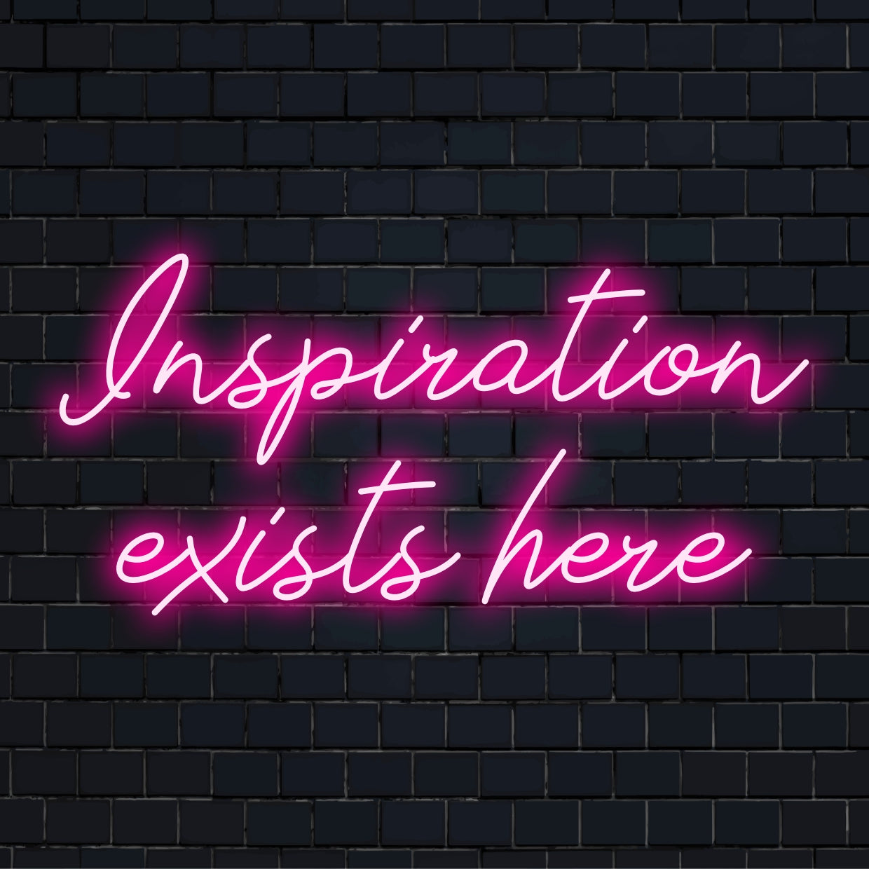 Custom LED neon sign with Inspiration Exist Here elegantly scripted, perfect neon light decor for creative spaces.