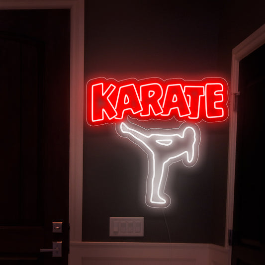 "Karate Tournament Neon Sign" - Elevate the energy in your space with this neon sign, embodying the dynamic spirit of karate tournaments. Illuminate your dojo with the glow of competition.