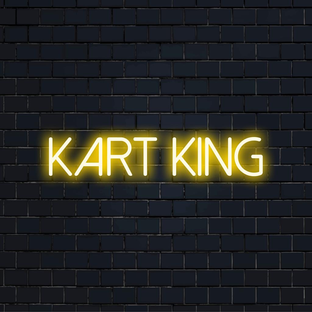 Colorful custom LED neon sign by Kart King, perfect for adding a unique touch to any space. Versatile neon light decor.