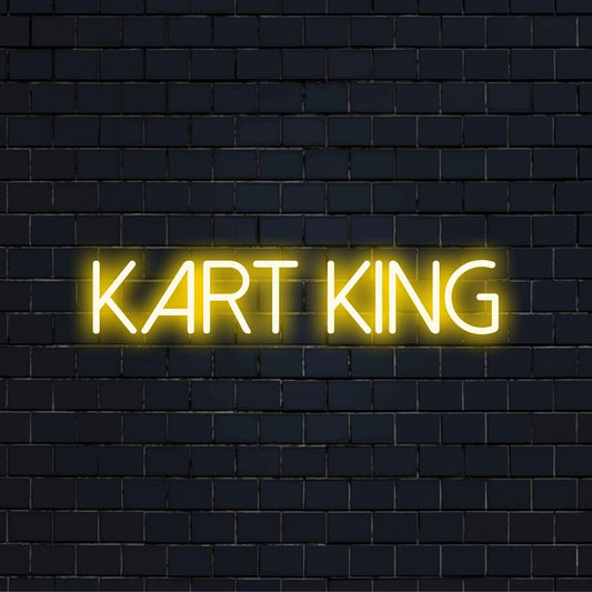 Colorful custom LED neon sign by Kart King, perfect for adding a unique touch to any space. Versatile neon light decor.