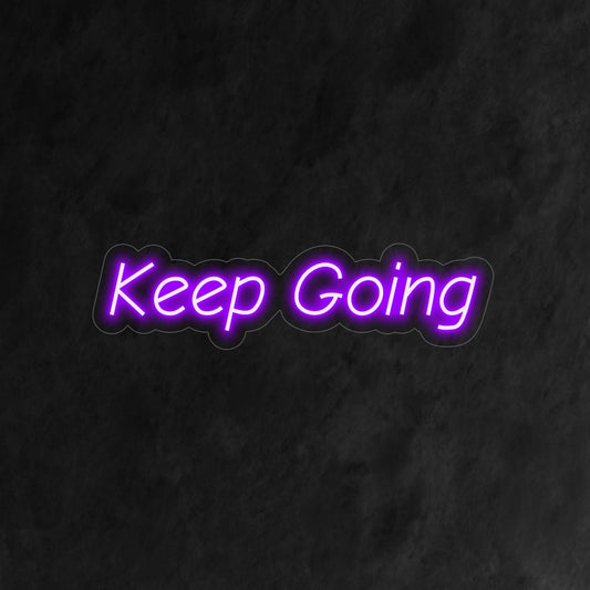 "Keep Going Neon Sign" emanates motivation and positivity, perfect for spaces that need an extra boost.