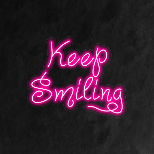 "Keep Smiling Neon Sign" is a motivational and positive addition to your interior. A neon light that serves as a daily reminder to maintain a cheerful disposition.