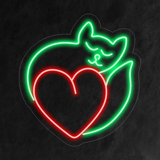 "Kitten Heart Neon Sign" is a charming addition to any cat lover's space, radiating warmth with its adorable feline design. A neon light capturing the essence of a cat's playful heart.