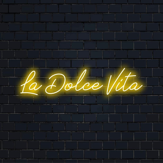 Custom-made LED neon sign featuring La Dolce Vita, ideal for unique neon decor. Brighten any space with this stunning piece.