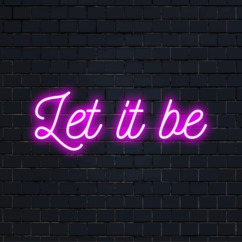 Letrero de neón LED personalizado vibrante Let It Be, perfecto para agregar un brillo artístico personalizado a cualquier espacio.