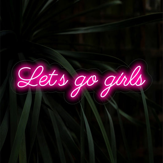 "Let's Go Girls Neon Sign" radiates empowerment and excitement, making it a spirited addition to spaces where fun and positivity thrive. Ideal for a lively and energetic atmosphere.