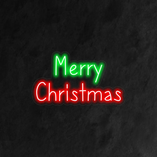 "Lettering Merry Christmas Neon Sign" is a sleek and festive addition to your holiday-themed interior. A neon light that showcases the elegant lettering of "Merry Christmas."