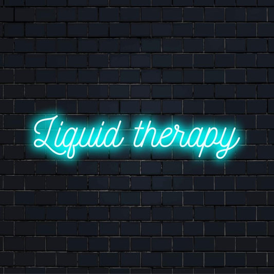 Liquid Therapy neon sign with vibrant glow, perfect for adding a unique touch to your space. Custom-made LED neon light decor.