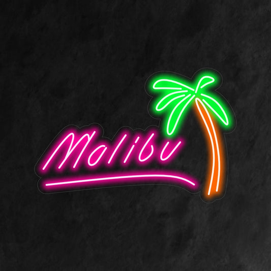 "Malibu Neon Sign" is a beachy and laid-back addition to your interior. A neon light that captures the essence of Malibu's sunny and carefree vibes.