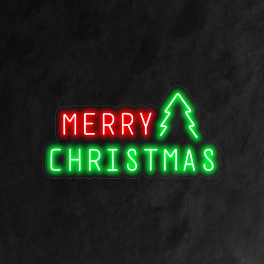 "Merry Christmas Tree Neon Sign" is a traditional and festive addition to your holiday-themed interior. A neon light that highlights the iconic Christmas tree.