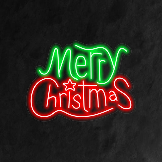 "Merry Christmas With Star Neon Sign" is a festive and elegant addition to your holiday-themed interior. A neon light that adds a touch of magic to Christmas celebrations.