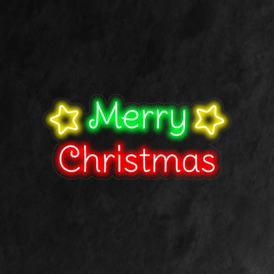 "Merry Christmas With Stars Neon Sign" is a dazzling and festive addition to your holiday-themed interior. A neon light that brings the brilliance of stars to Christmas celebrations.