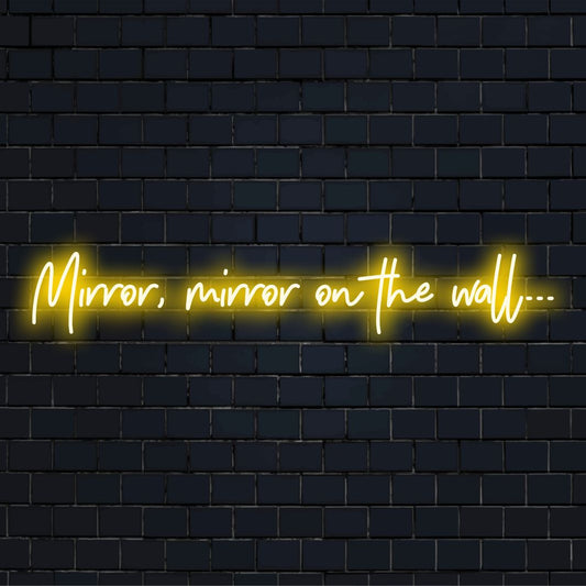 Enseigne au néon LED personnalisée avec la phrase Miroir, miroir sur le mur... Parfait pour ajouter une lueur élégante à n'importe quel espace.