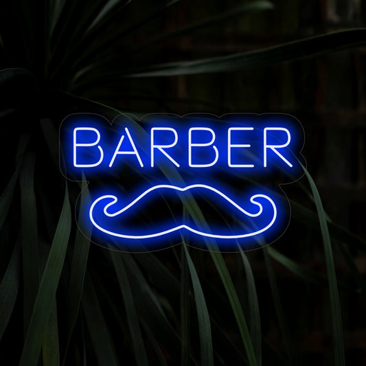"Mustache Barber Neon Sign" is a stylish and vintage addition, perfect for barber shops with a touch of classic charm. Illuminate with grooming elegance!