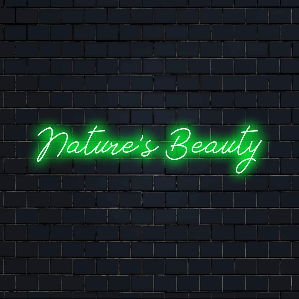 LED neon sign featuring a vibrant 'Nature's Beauty', perfect for personalized decor or custom LED light aesthetics.