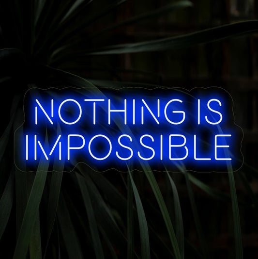 "Nothing Is Impossible Neon Sign" is an uplifting and optimistic addition, perfect for spaces that inspire confidence and perseverance. Illuminate with boundless possibilities!
