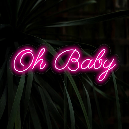 "Oh Baby Neon Sign" is a flirtatious and playful addition, perfect for spaces celebrating femininity and a touch of cheeky charm. Illuminate with a wink and allure!