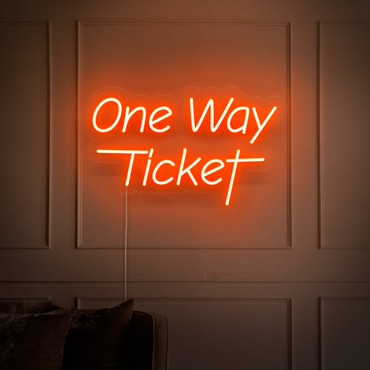 "One Way Ticket Neon Sign" is an adventurous and wanderlust-inspired addition, perfect for spaces that celebrate the thrill of exploration. Illuminate with the spirit of a one-way journey!
