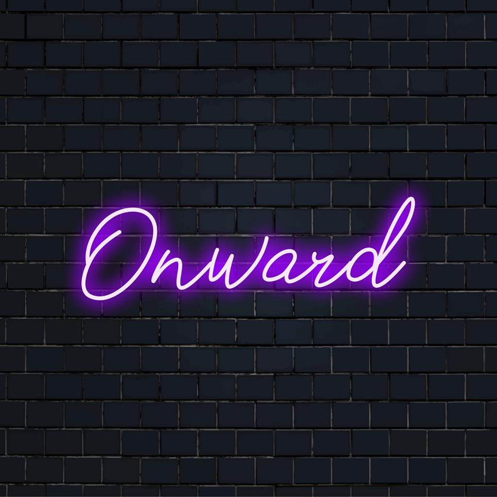 Onward Custom Made LED Neon Sign: vibrant personalized neon design for unique home decor, aesthetic ambiance.