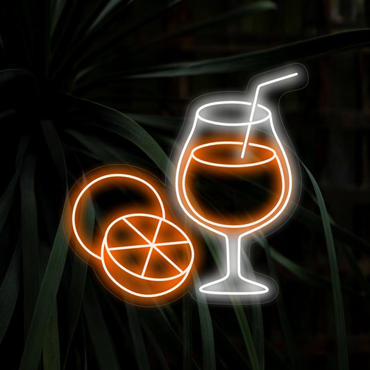 "Orange Juice Glass Neon Sign" is a vibrant and refreshing addition, perfect for spaces that celebrate the zesty goodness of orange juice. Illuminate with a citrusy twist!