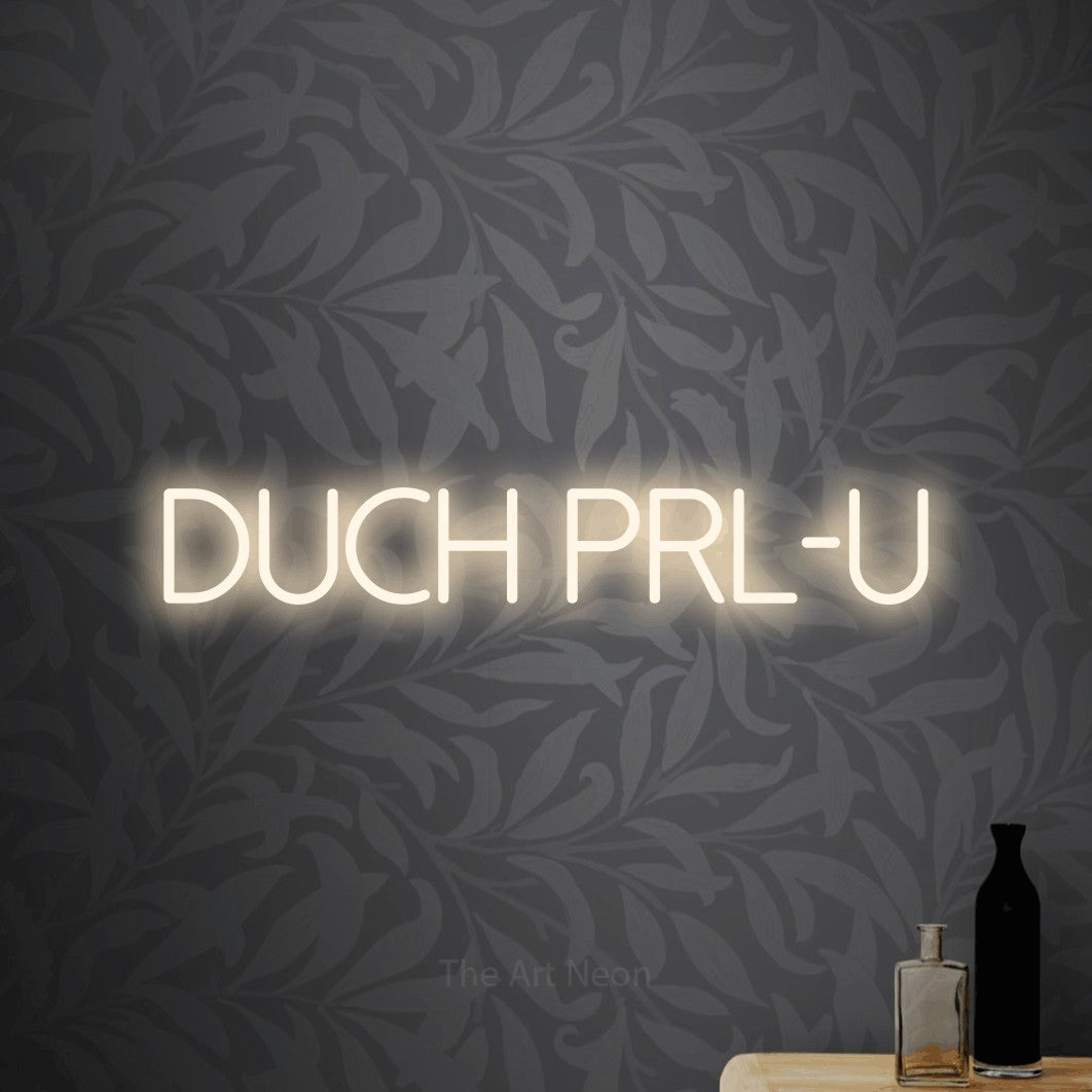 LED neon sign reading “Duch PRL-u”, arranged in a single line.