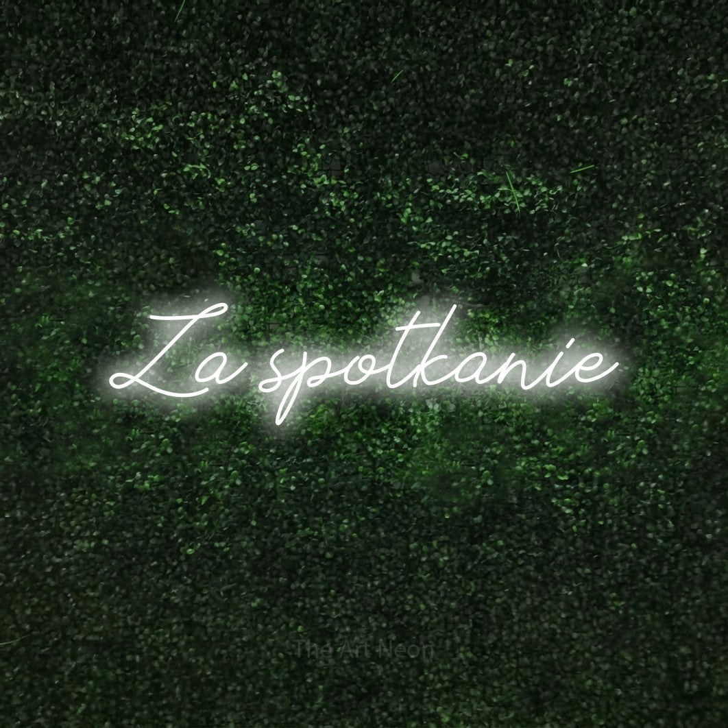LED neon sign reading “Za spotkanie”, arranged in a single line.