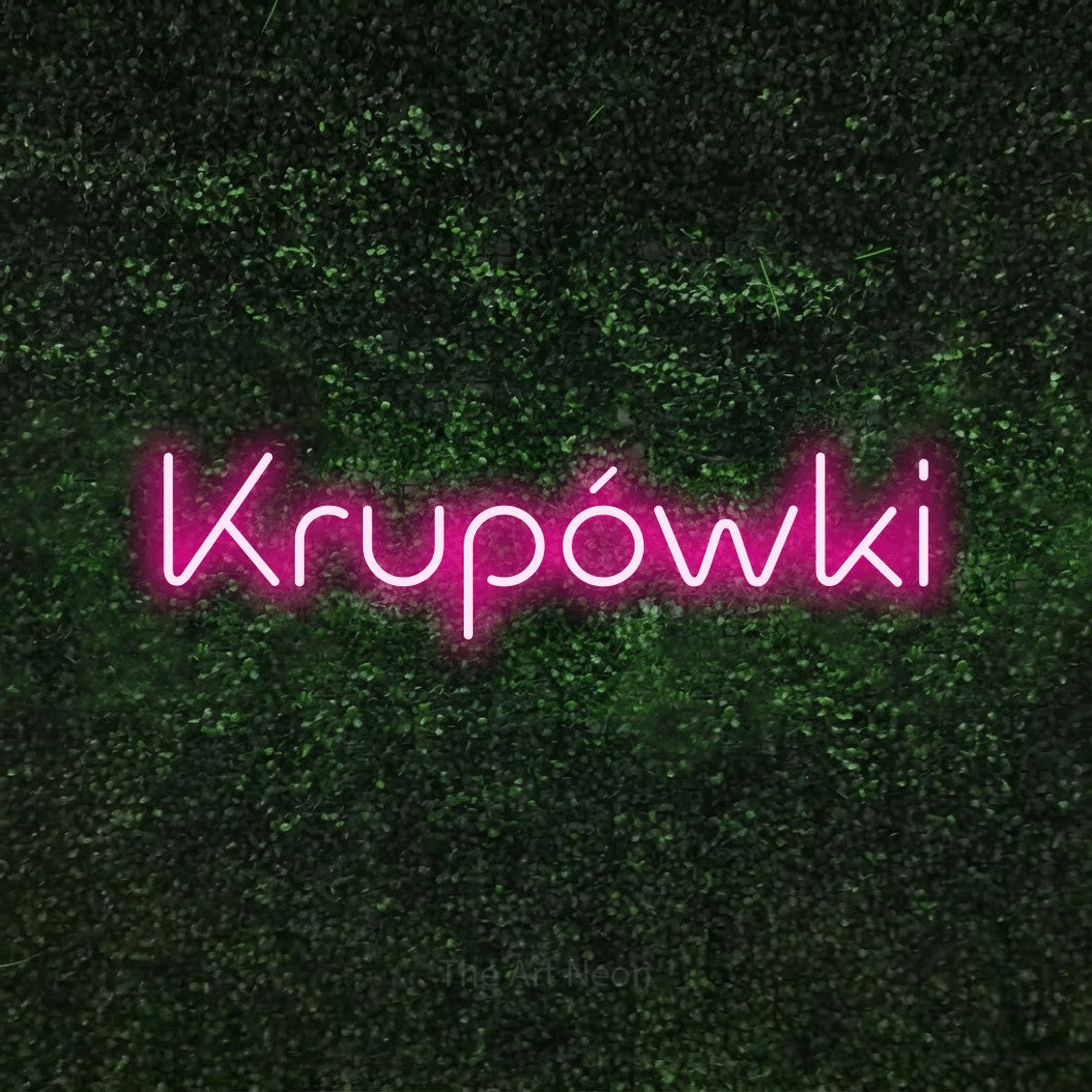 LED neon sign reading “Krupówki”, arranged in a single line.