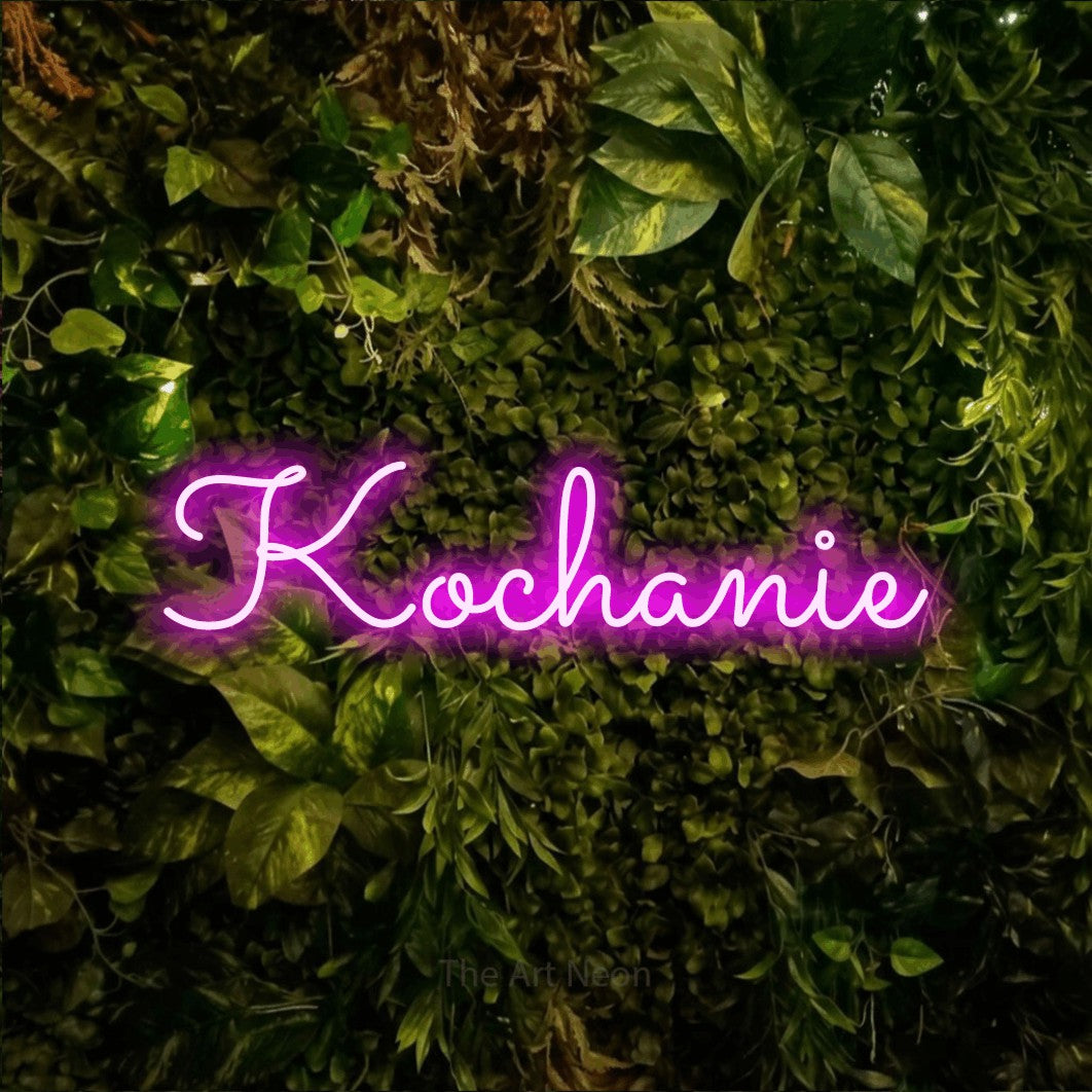 LED neon sign reading “Kochanie”, arranged in a single line.